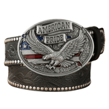 Antik American Pride cowboybälte Svart Silver / 120cm
