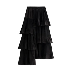 Asymmetrisk lång kjol Svart / One Size