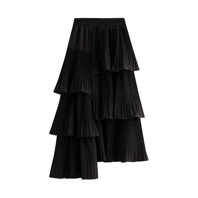 Asymmetrisk lång kjol Svart / One Size
