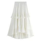 Asymmetrisk plisserad kjol med volanger Vit / One Size