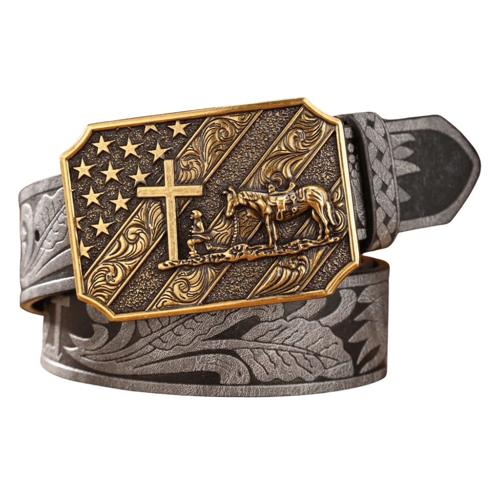 Bälte i cowboystil Svart Guld / 120cm