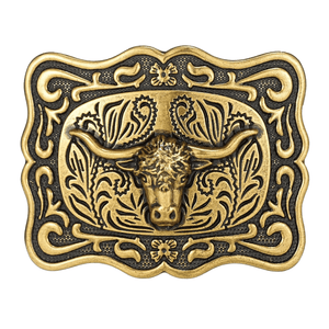 Bältespänne i antik stil med symbolmotiv Longhornhuvud