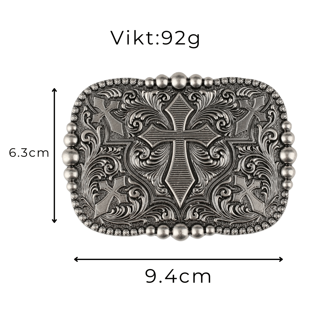Bältespänne med kors och ornament i westernstil