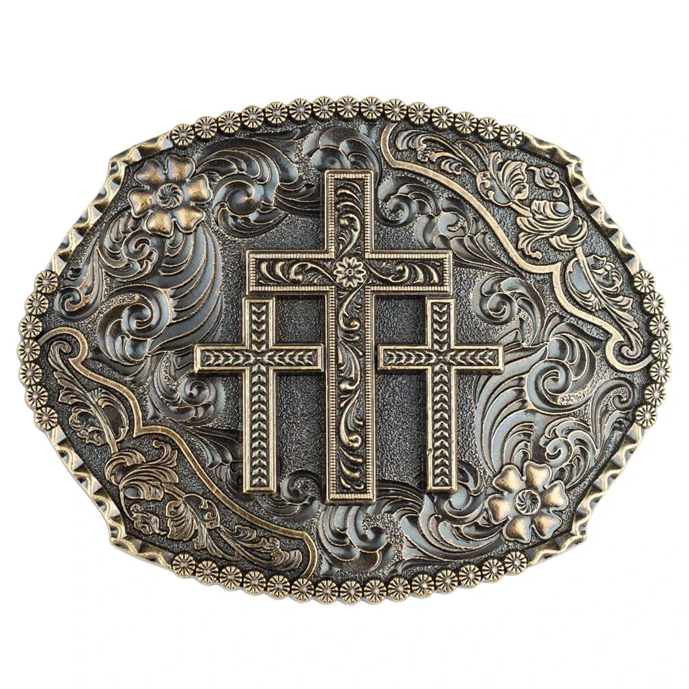 Bältespänne med kors och ornament i westernstil D brons