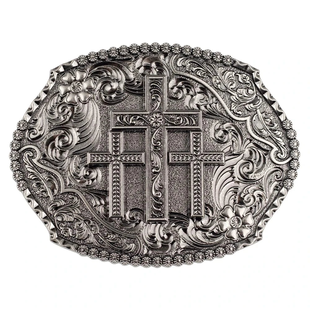 Bältespänne med kors och ornament i westernstil D sliver