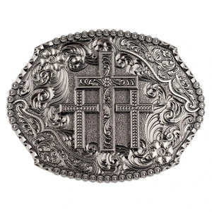 Bältespänne med kors och ornament i westernstil D sliver