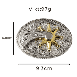 Bältesspänne western med silver och guld sheriffstjärna Silver