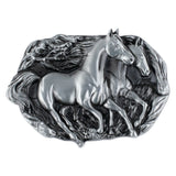 Bältesspänne western stil med galopperande hästar Antik silver