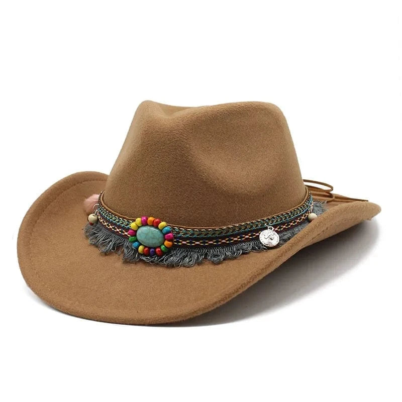 Bohemisk filt cowboyhatt Khaki / 56-58cm