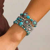 Boho Armband med Western Berlocker Silver och turkos 2