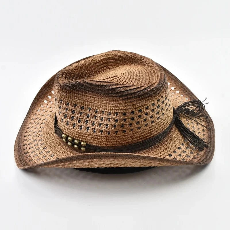Boho cowboyhatt med fjäril Ljusbrun / Kan justeras