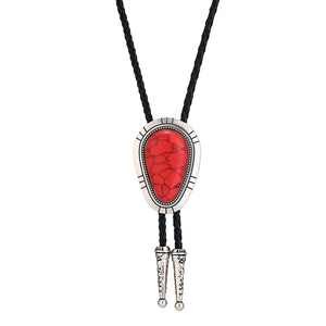 Bolo tie i droppform med naturlig turkos