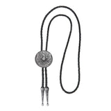 Bolo tie i läder med flygande örn och stjärndesign Antiksilver