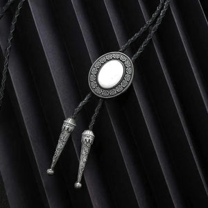 Bolo tie i läder med natursten