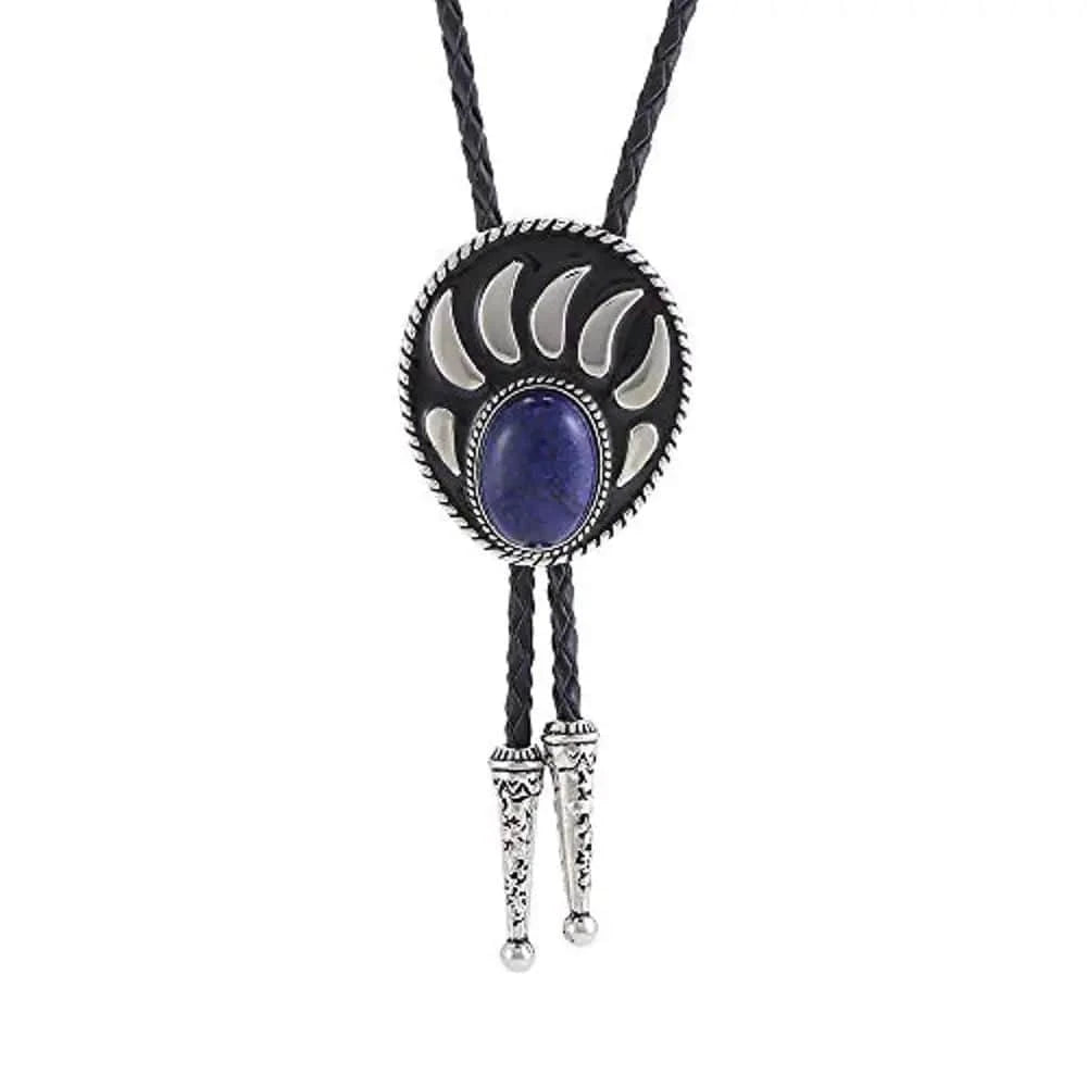 Bolo tie i silverfärgad björntassdesign med ädelstenslook Mörkviolett