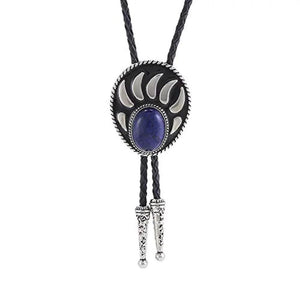 Bolo tie i silverfärgad björntassdesign med ädelstenslook Mörkviolett