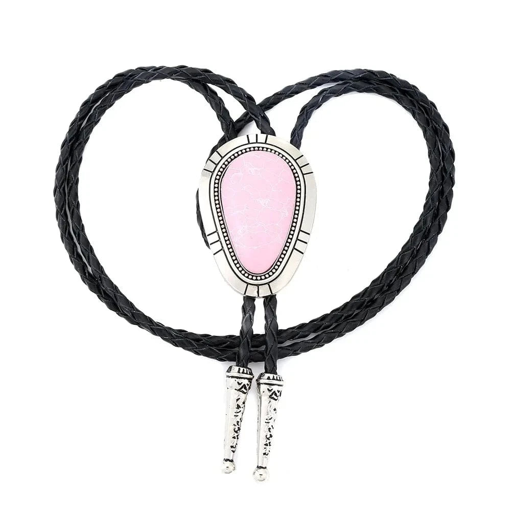 Bolo tie med ädelstenslook i vattendroppsform Rosa