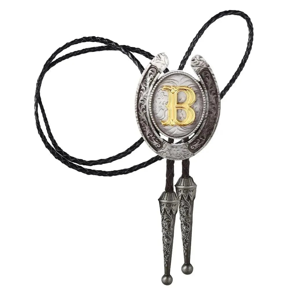 Bolo tie med bokstavsemblem A–Z Silver B