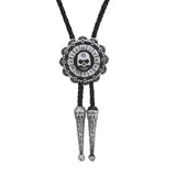 Bolo tie med dödskalle och solrosmönster Svart och silver