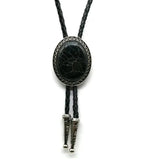 Bolo tie med glasdetalj och ovalt vintagehänge Svart
