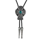Bolo tie med korshänge och sten Mörksilver och blå