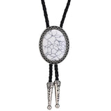 Bolo tie med oval ädelstensimitation Vit
