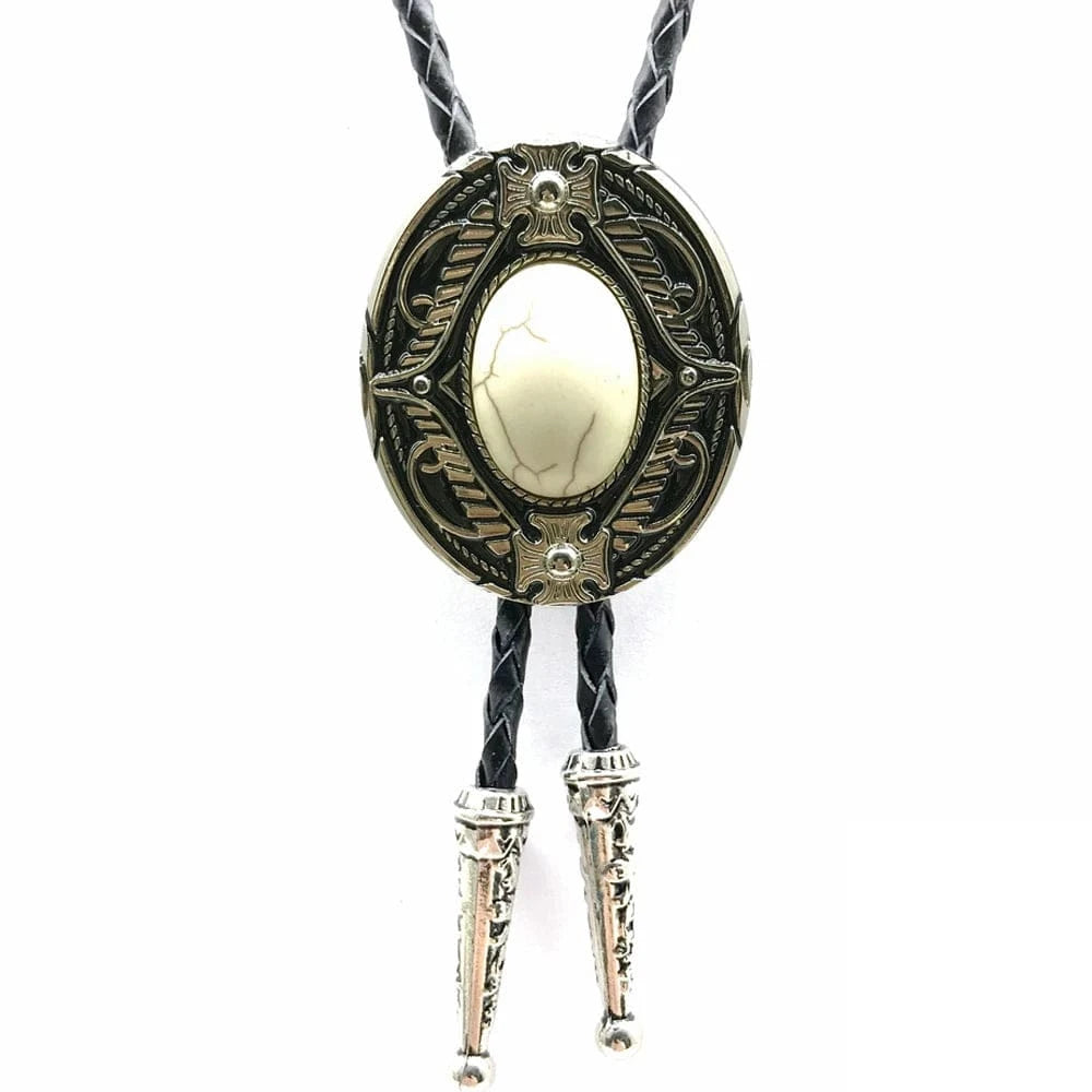 Bolo tie med oval agatsten och vintageinfattning