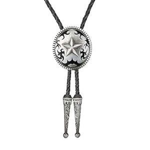 Bolo tie med stjärnmotiv i antik metall Silver