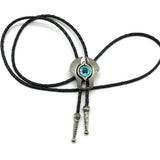 Bolo tie med totemdesign och färgad glassten Blå