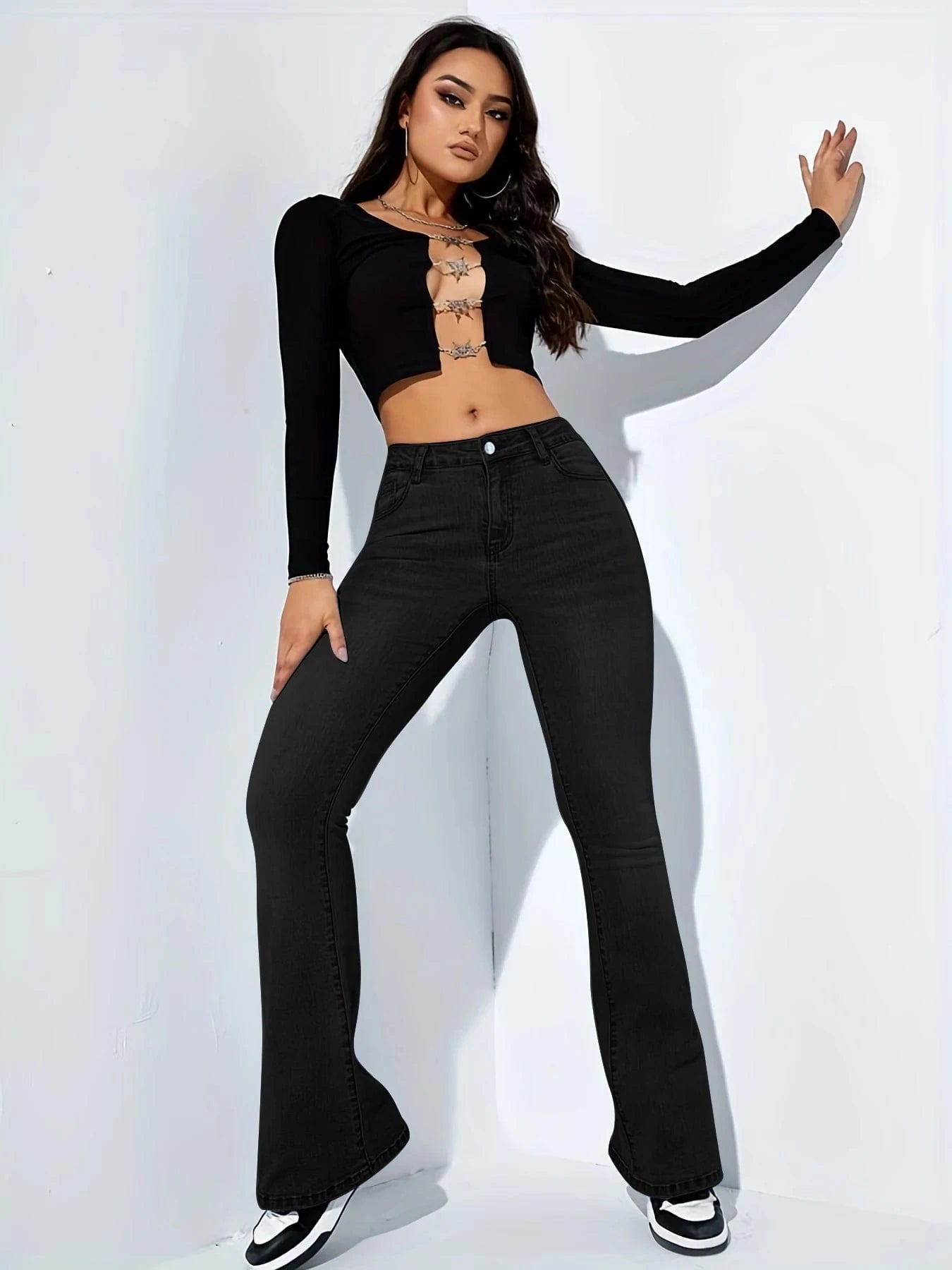 Bootcut jeans dam hög midja