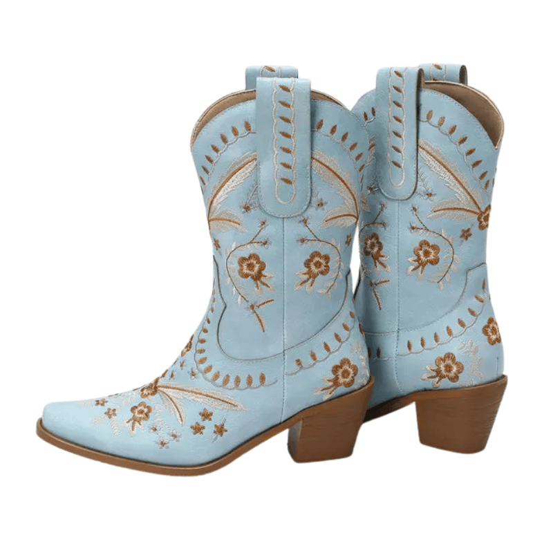 Broderade cowboyboots i boho stil med 6cm klack