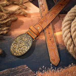Cowboybälte antikguld spänne
