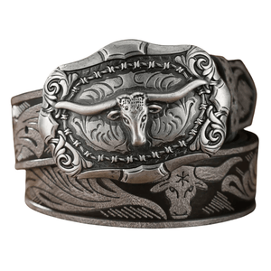 Cowboybälte med Longhorn-emblem Svart silver / 120cm