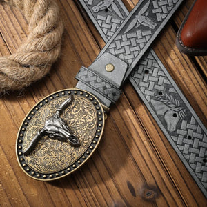 Cowboybälte med Longhornskalle