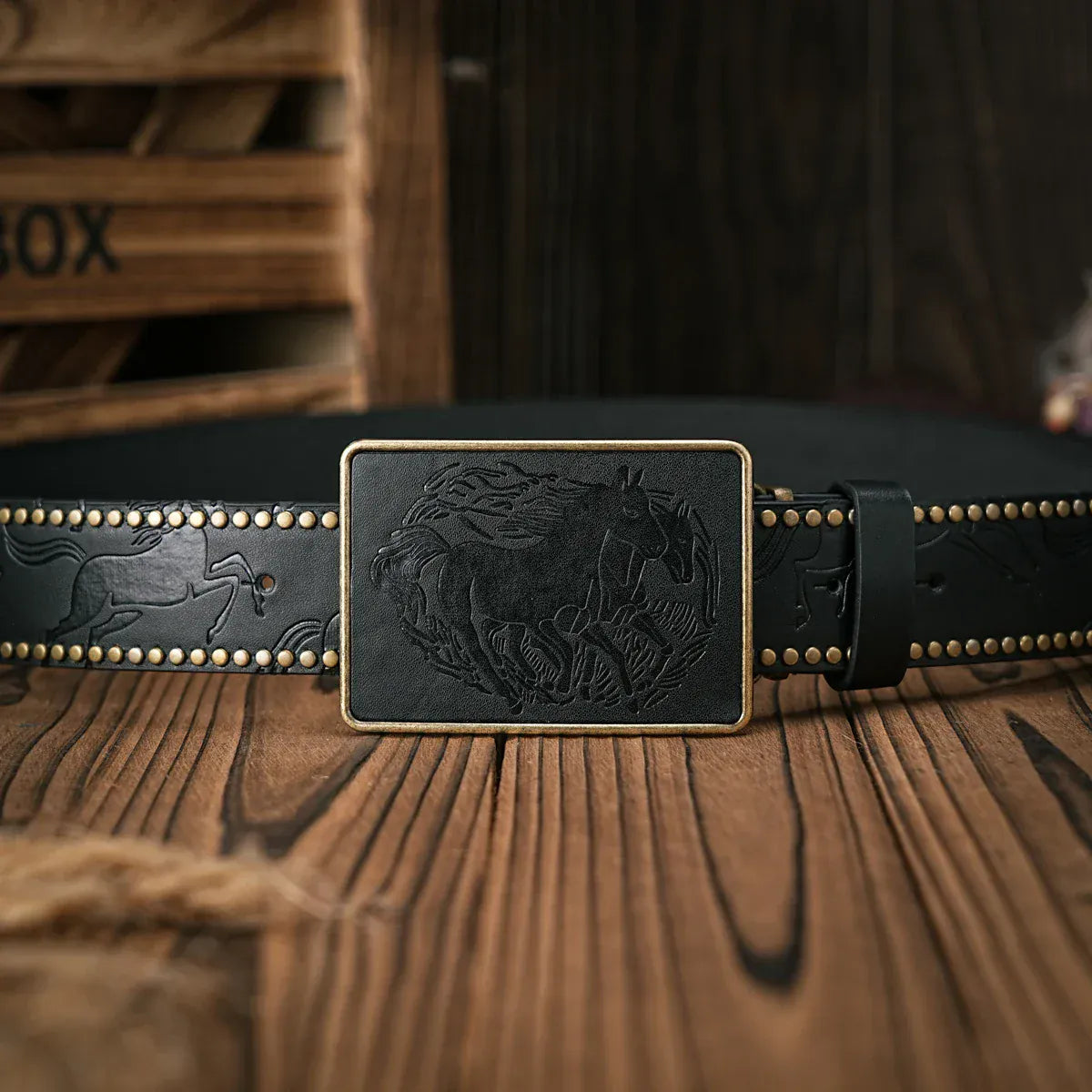 Cowboybälte med rektangulär spänne