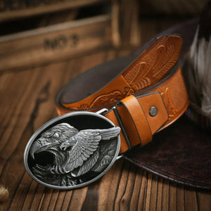 Cowboybälte med silverfärgat örnspänne