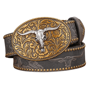 Cowboybälte silver tjurhuvud Grå / 120cm