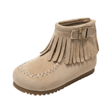 Cowboyboots för Barn i Mjuk Mockastil med Fransar Beige / 25