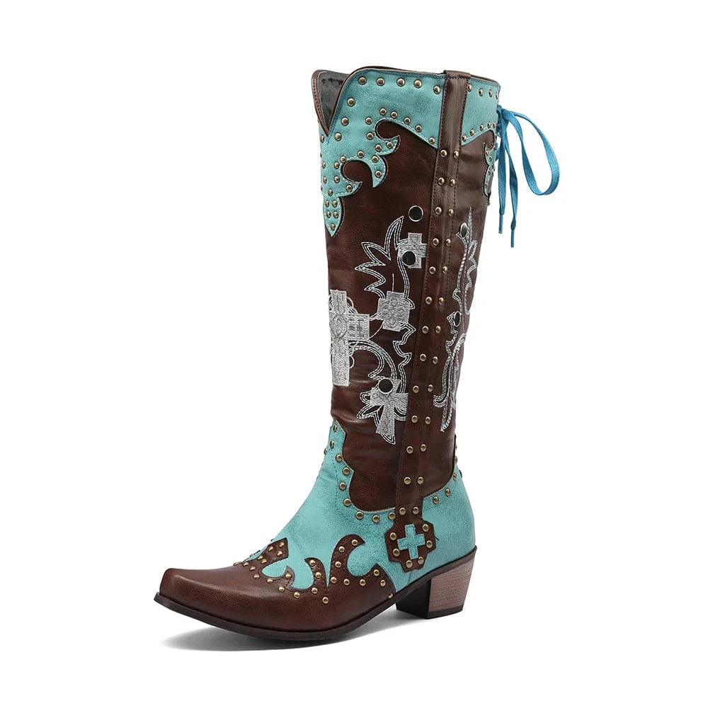 Cowboyboots i turkos och brunt Brun / 34