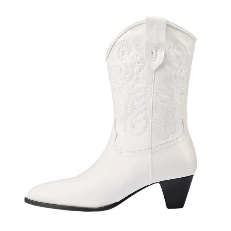 Cowboyboots med klassisk broderad westernlook Vit / 35
