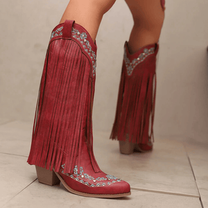 Cowboyboots med tofsar och broderad vintageinspirerad design