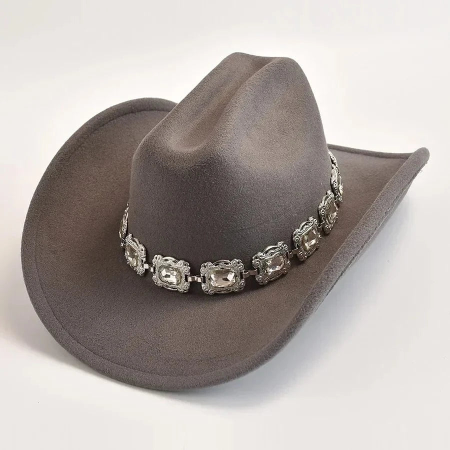 Cowboyhatt dam med dekorativt bälte i silver Grå / 57-59cm