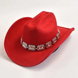 Cowboyhatt dam med dekorativt bälte i silver Röd / 57-59cm