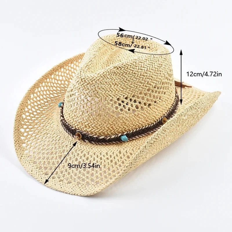 Cowboyhatt dam strå Beige / One Size