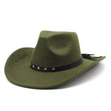 Cowboyhatt i filt med stjärnband Armégrön / 57-58cm