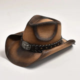 Cowboyhatt i Handvävd Strå Mörkbrun / 56-58cm