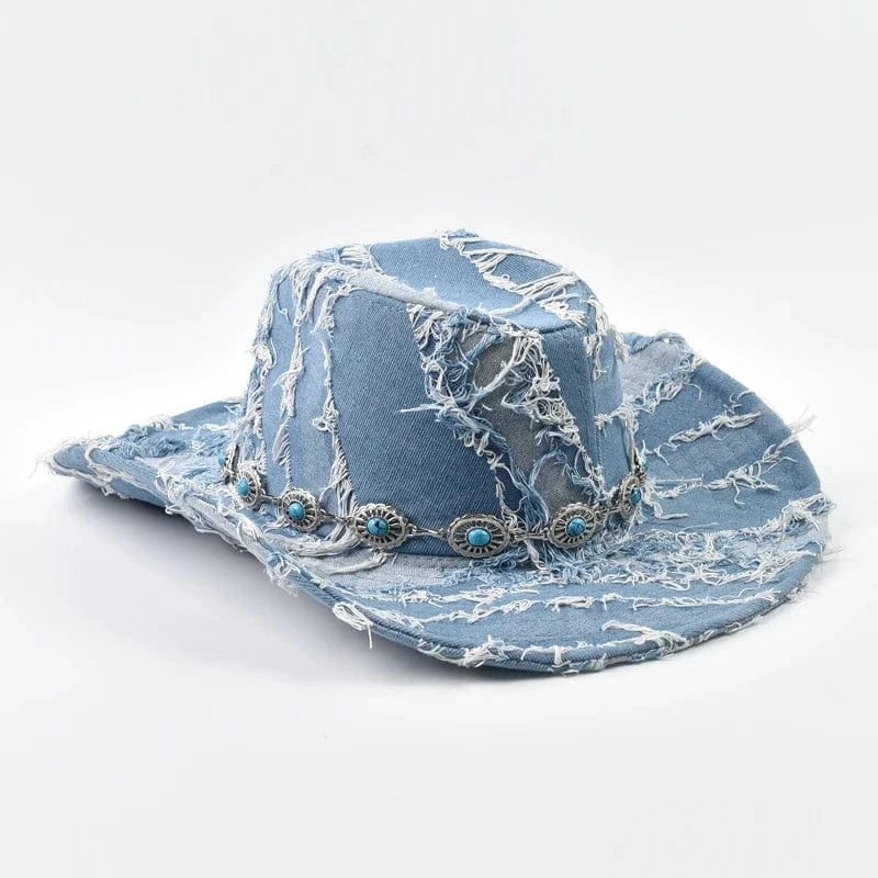 Cowboyhatt i jeans Himmelblå / Kan justeras