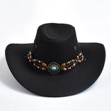 Cowboyhatt i konstmocka med pärlor Svart / 56-58cm