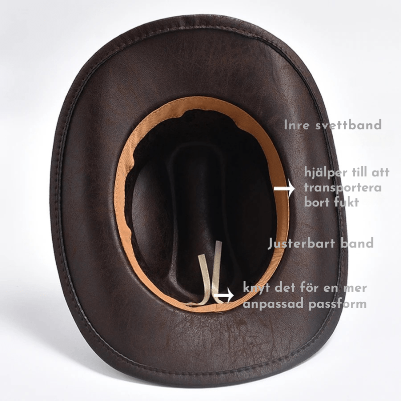 Cowboyhatt i mörk läderlook med silverdekorationer Mörkbrun / One Size