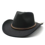 Cowboyhatt med läderfläta Svart / 56-58cm